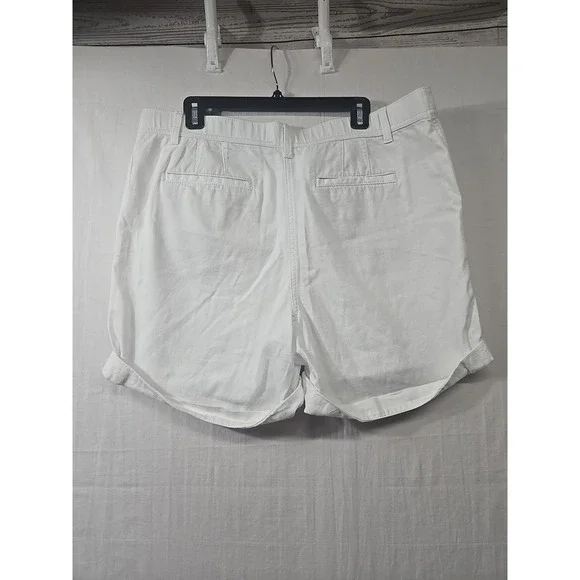 Talbots White Linen Blend Shorts Womens 16 Rolled Cuff Stretch Beach Causal - Picture 5 of 8